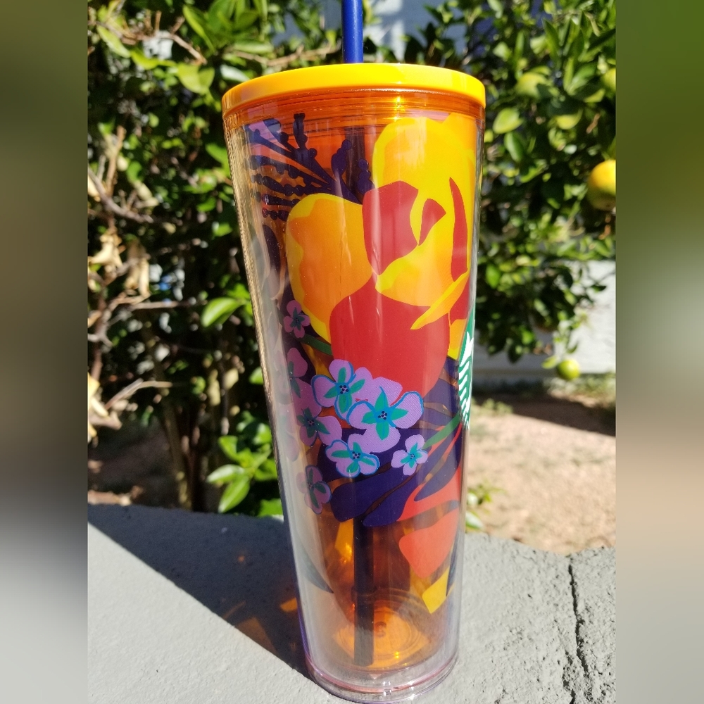 New Starbucks Summer 2022 Forest Dream Aqua Terra Floral 24oz Tumbler Cold Cup.